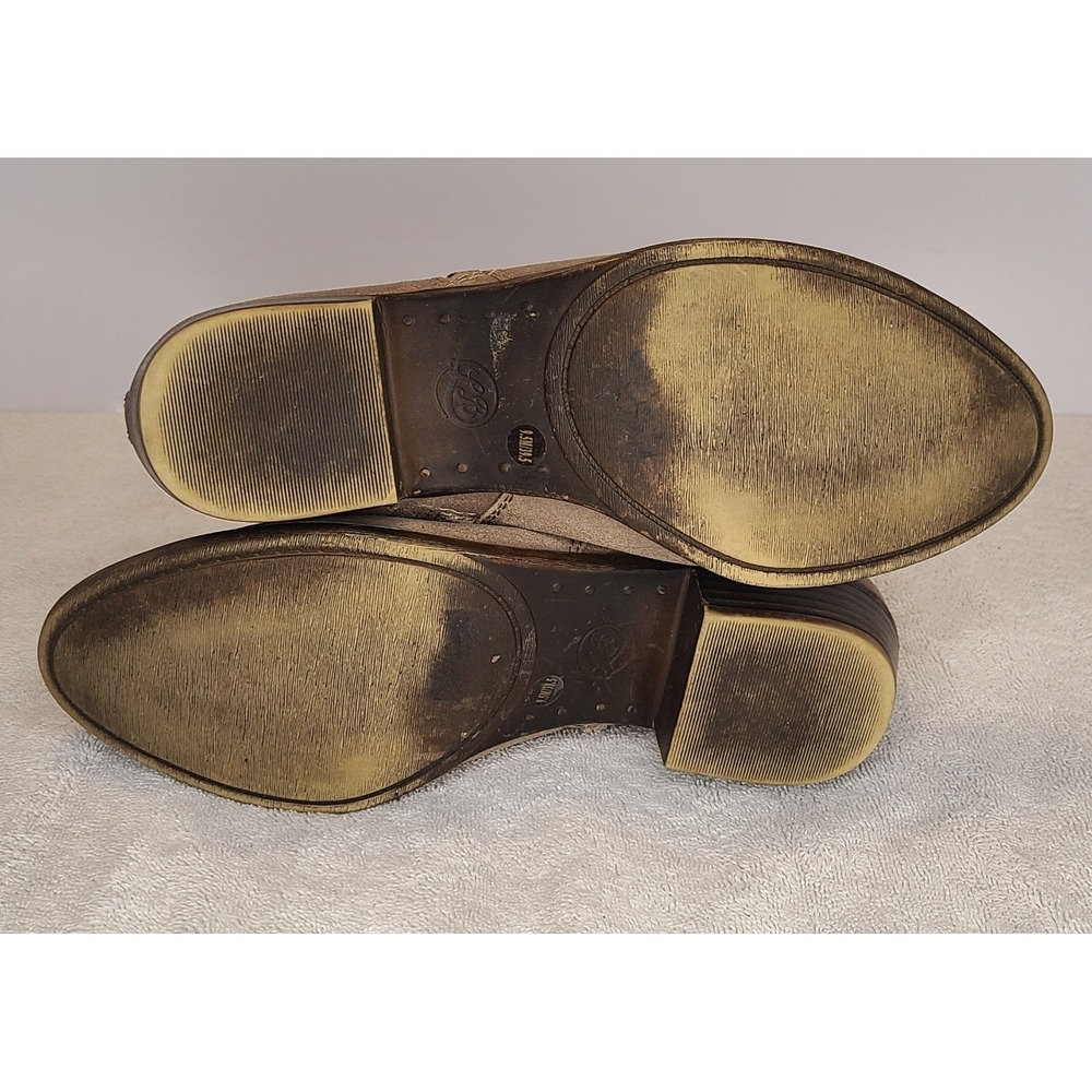 Lucky Brand Ankle Boots Women's 9.5 Brown Leather Shearling Trim Zip-Up Shoes - Picture 8 of 9